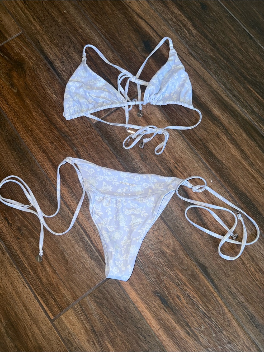 Blackbough White Floral Tie-String Bikini Set